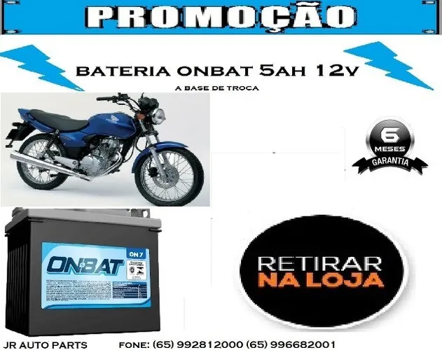 Bateria onbat 5ah Honda Cg 150 2005 2006 2007 2008