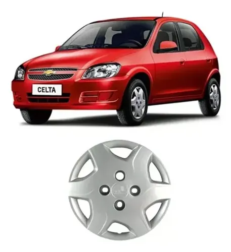Jogo 4 Peças - Calota Aro 13 Prata - Chevrolet Celta 2012 à 2015 Original