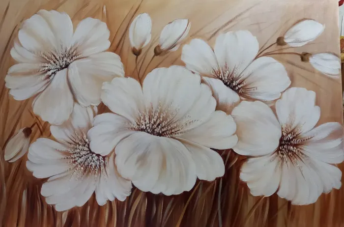 Quadro80x120 de Flores - Pintura a Óleo de 798,00