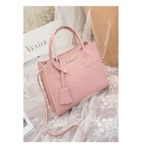 bolsa feminina de ombro portátil ideal para documentos e objetos pessoais cor rosa