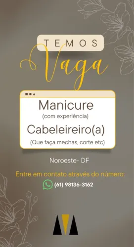 Vaga para manicure e cabeleireiro