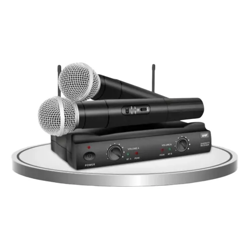 Microfone Sem Fio Duplo UHF para Karaokê e Palestras
