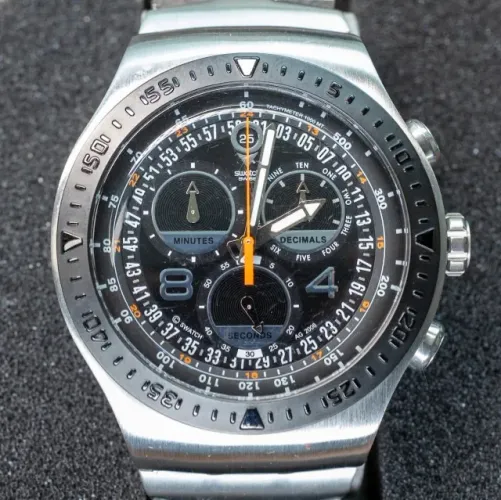 Swatch Irony Chrono Aço - Quartzo Suíço - Bateria Nova