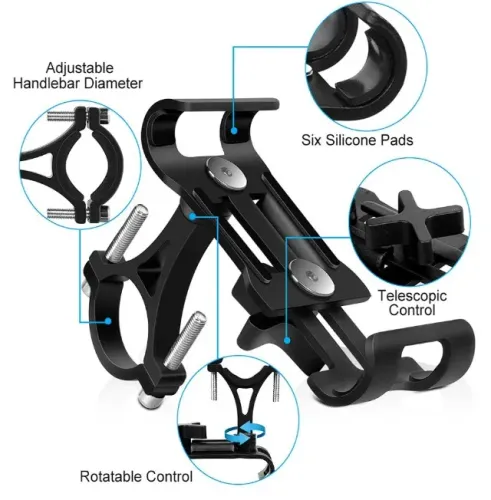 Suporte de celular para bicicleta e moto de alumínio universal antiderrapante 
