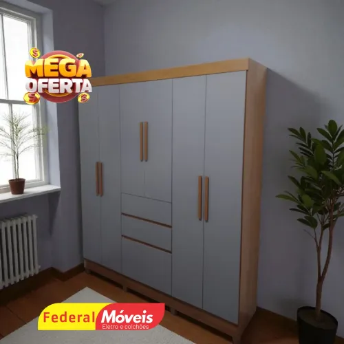 Guarda Roupa 7 Portas 2 Gavetas Mega Oferta - Solicitei nosso Catálogo