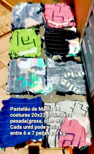 10 Pastelão de trapos de malha p limp pesada(óleo, graxa)14 costuras aprox 140/150grs/unid