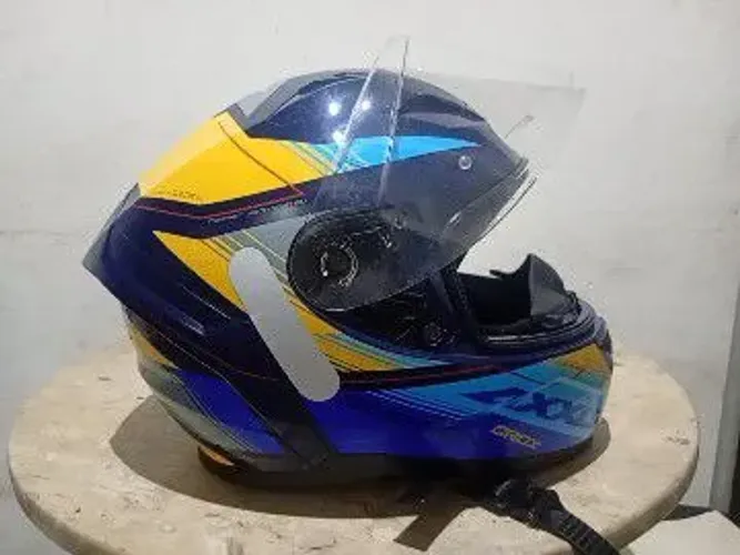 Capacete de Moto axxis Azul e Amarelo -Semi Novo