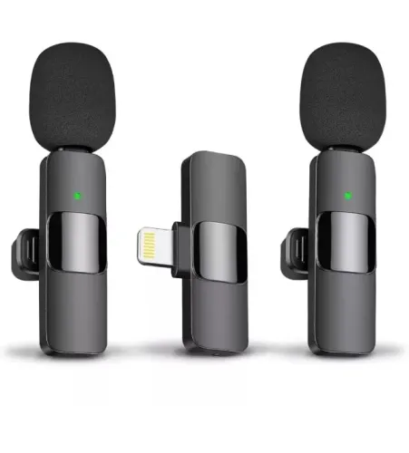 microfone sem Fio Duplo A gold Com adaptador Para Iphone