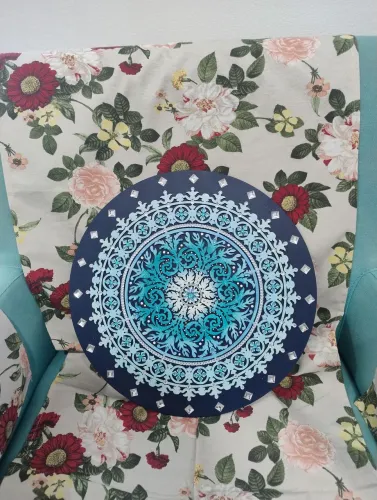 Quadro Decorativo Mandala Azul e Brilhos