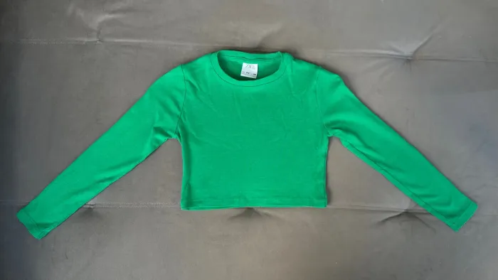 Blusa Cropped Verde Manga Longa Zara Infantil 