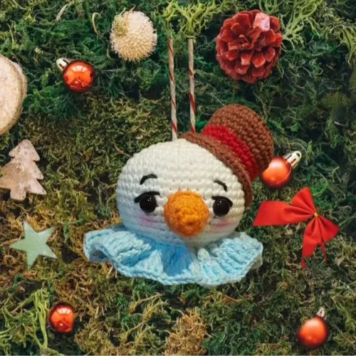 Enfeite Árvore de Natal Boneco de Neve - amigurumi 