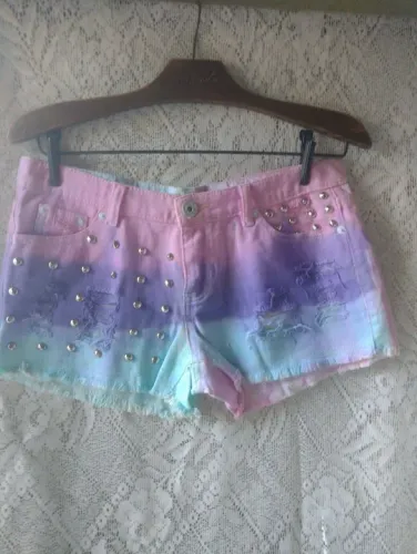 Shorts Jeans Coloridos com Strass