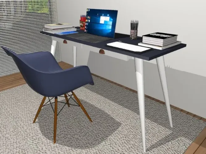 Mesa de Escritório Dell Clean. Em Madeira Maciça L110CM X P50cm x A76CM. 2Gavetas