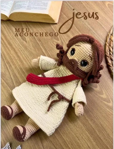 Lançamento Naninha de Apego Jesus Meu Aconchego Amigurumi Crochê Enxoval Bebê Boneco
