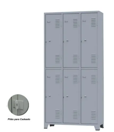 Roupeiro de Aço 6 Portas Grandes ESCRITORIO- 1,96x0,93x0,36m - CH # 26 