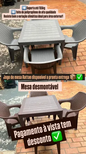 Jogo de mesa Rattan cadeiras suportam 155KG
