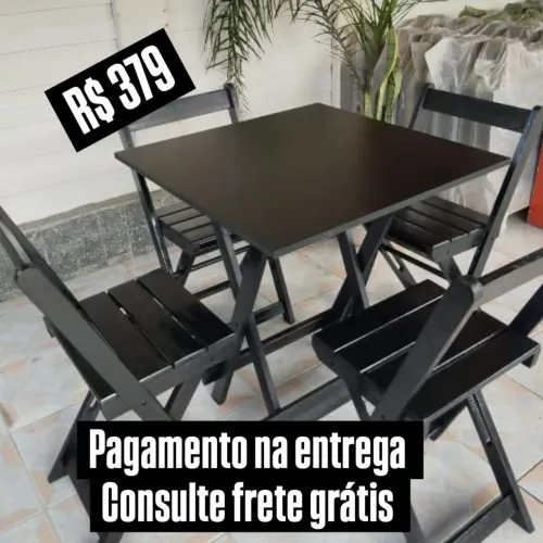 Conjunto Mesa com 4 Cadeiras Dobráveis - R$379