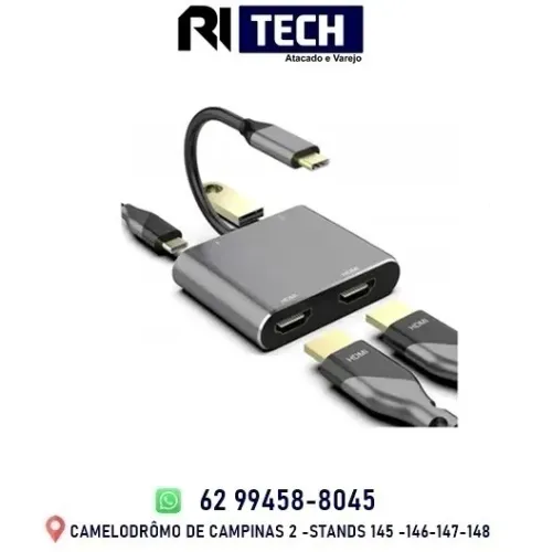 Adaptador Dorn Usb-c Para 2 Monitores Hdmi 4k Modo MST USB-C Thunderbolt Hub