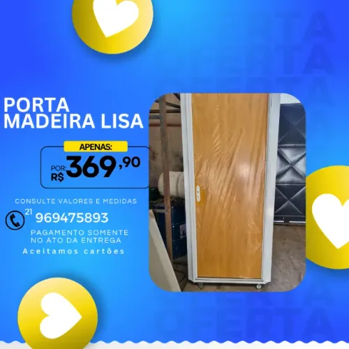 Porta madeira lisa ou frisada, pronta para instalação 