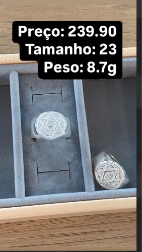 Anel de Prata Estrela de Davi - Tamanho 23