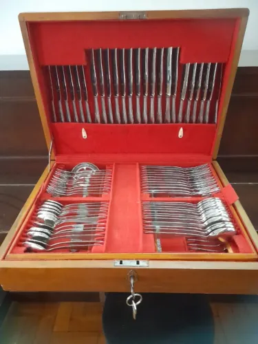 faqueiro tramontina antigo no estojo de madeira