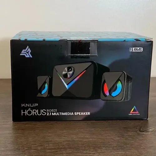 Caixa de som pc notebook multimídia 2.1 led controle de volume KP-RO821