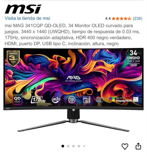 Monitor Msi Mag 34 Oled
