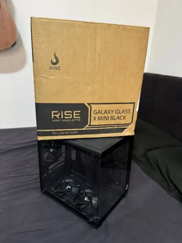 GABINETE GAMER RISE MODE GALAXY GLASS X MINI BLACK + 5 FANS 120MM