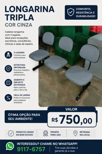 Cadeira longarina tripla