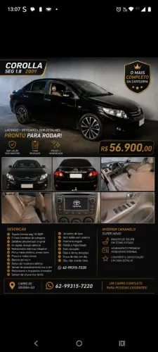 Toyota Corolla Se-g 1.8/1.8 Flex 16V Aut. 2009