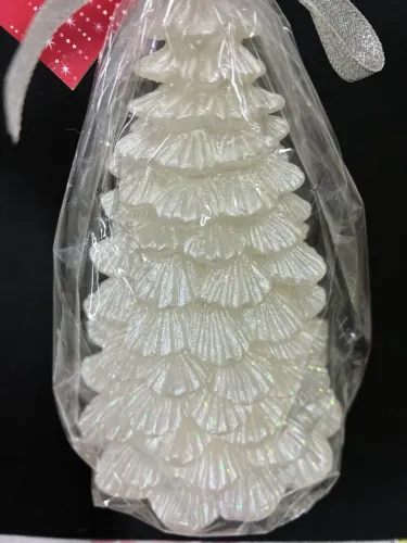 Linda Vela Natalina Pinheiro Branco Brilhante