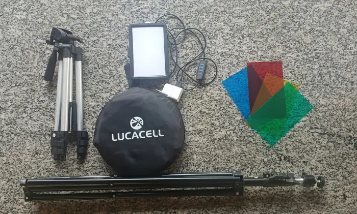 Kit Completo para Gravação de Vídeos com celular - Tripé 2m + LED + Slider