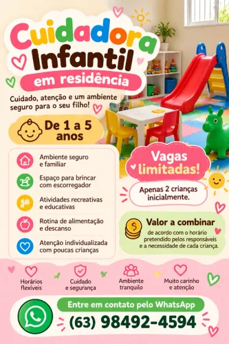 Cuidadora Infantil em Residência | Crianças de 1 a 5 Anos