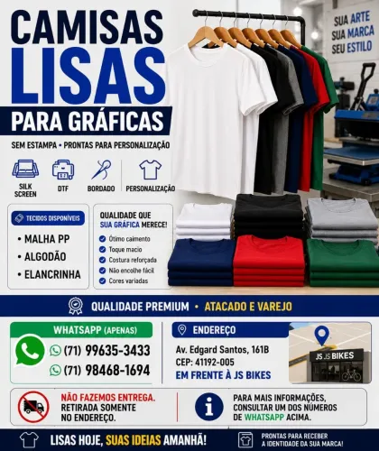 Camisas Lisas para Gráficas | Atacado e Varejo
