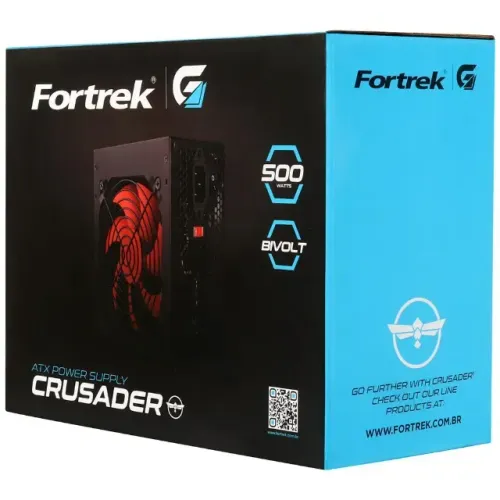 Fonte de Alimentação Fortrek Crusader 500W ATX PC Gamer Silenciosa