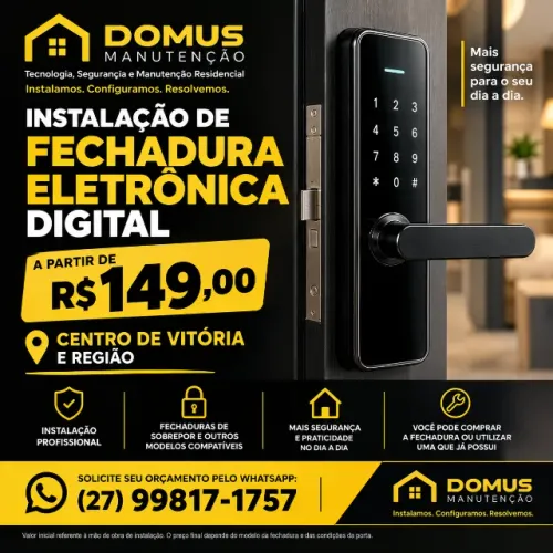 Instalação de Fechadura Digital no Centro de Vitória e Região | A partir de R$ 149,00