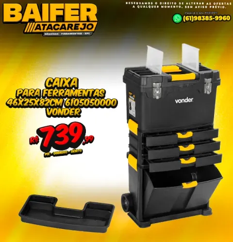 Caixa Para Ferramentas 46x25x82cm 6105050000 Vonder