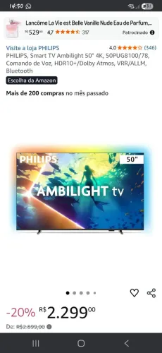 Smart TV Philips Ambilight 50" 4K!