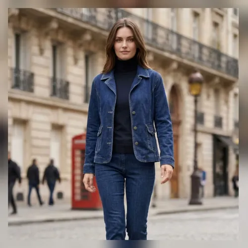 Jaqueta Jeans Azul feminina Tam G