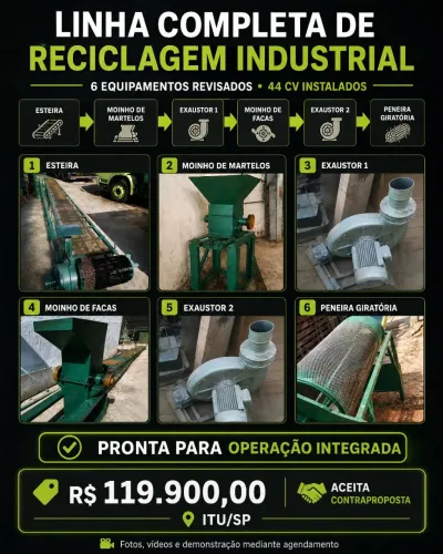 Linha Completa de Reciclagem Industrial à Venda