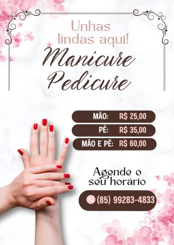 Manicure e pedicure a domicílio.