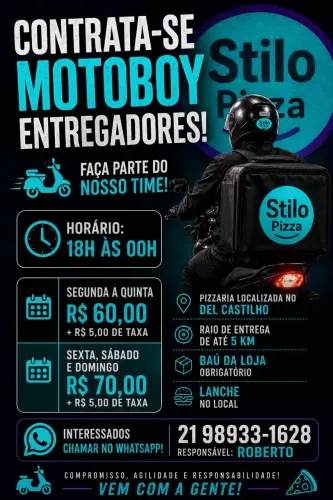 Vaga para Motoqueiro em Pizzaria