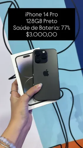 Seminovo: iPhone 14 Pro 128GB Preto - Bateria 77% | Loja Fisica