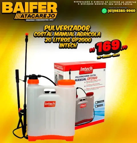 Pulverizador Costal Manual Agrícola 20 Litros GP2000 Intech