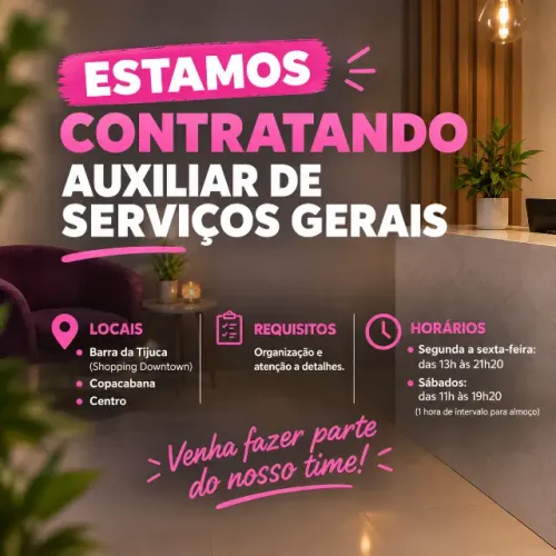 Vaga para Auxiliar de Serviços Gerais em Copacabana