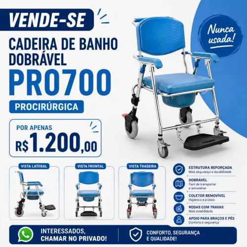 Vendo cadeira de banho multifuncional Procirúrgica PRO700.