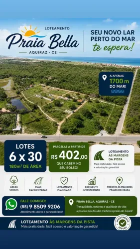 Lote na praia do presidio em Aquiraz-Ceará há 1800 mar
