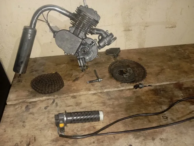 Motor 80cc para Bicicleta Motorizada Completo+Escapamento, Carburador,Corrente, Acelerador
