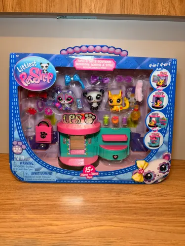 Littlest pet shop panda, guaxinim e chinchila Boutique girar e estilo lacrado importado