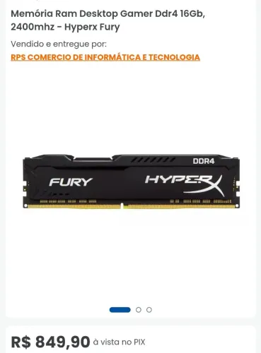 Memoria ram 16gb DDR4 fury 2400mhz